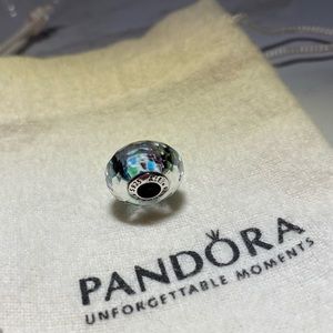 Pandora- blue, purple, green and white glass charm